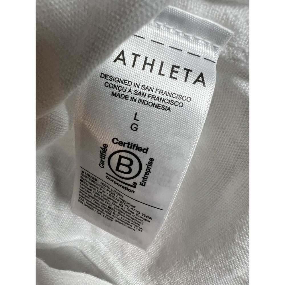 Athleta Retreat Linen Shirt Size L , Calla Lily White Shirt Button Blouse NWOT - Picture 5 of 7